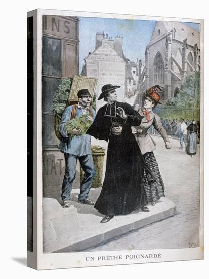 A Catholic Priest Is Stabbed by a Woman on the Street, France, 1897-Henri Meyer-Premier Image Canvas