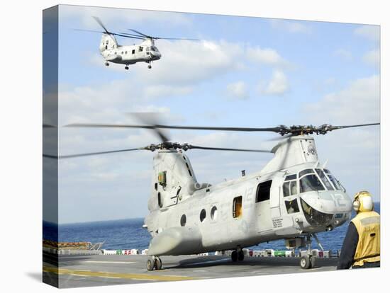 A CH-46E Sea Knight Helicopter Takes Off from the Flight Deck of USS Essex-Stocktrek Images-Premier Image Canvas