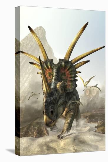 A Charging Styracosaurus-Stocktrek Images-Stretched Canvas