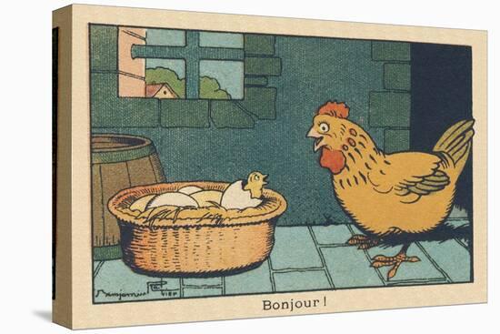 A Chicken in Front of an Egg that Has Just Hatched.” Good Morning” ,1936 (Illustration)-Benjamin Rabier-Premier Image Canvas