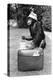 A Chimpanzee at Twycross Zoo ready for travelling-Staff-Premier Image Canvas