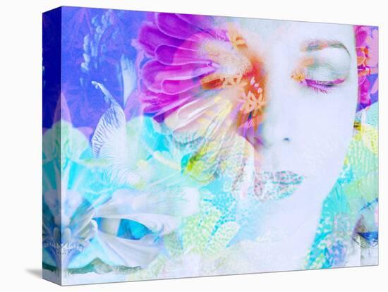 A Collage of Close-Up Portraits Layered with Flowers in Rainbow Colors-Alaya Gadeh-Premier Image Canvas