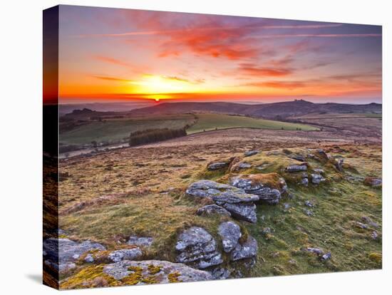 A Colourful Dawn on Chinkwell Tor in Dartmoor National Park, Devon, England, United Kingdom, Europe-Julian Elliott-Premier Image Canvas