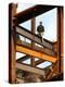 A Construction Worker Stands on a Steel Beam While Working on a High Rise Building-null-Premier Image Canvas