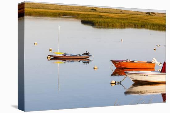 A Cormorant Opens its Wings on a Skiff in Pamet Harbor in Truro, Massachusetts-Jerry and Marcy Monkman-Premier Image Canvas