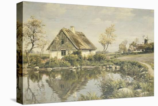 A Cottage by a Pond-Peder Mork Monsted-Premier Image Canvas