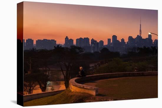 A Couple Watch the Sunset in Praca Do Por Do Sol, Sunset Square, in Sao Paulo-Alex Saberi-Premier Image Canvas