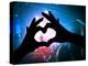 A Crowd of People at a Concert with a Heart Shaped Hand Shadow-graphicphoto-Premier Image Canvas