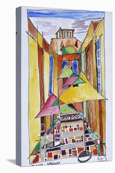 A cubist style watercolor of the Plaka, Athens, Greece-Richard Lawrence-Premier Image Canvas