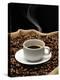 A Cup of Coffee on a Jute Sack Full of Coffee Beans-Gustavo Andrade-Premier Image Canvas