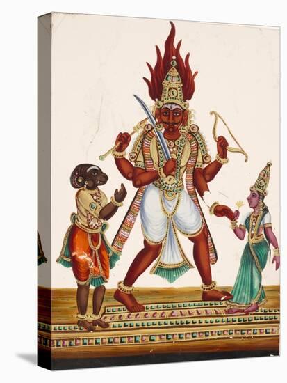 A Depiction of King Ravana with a Rakshasa or Demon to His Left and Sita to His Right, from…-null-Premier Image Canvas