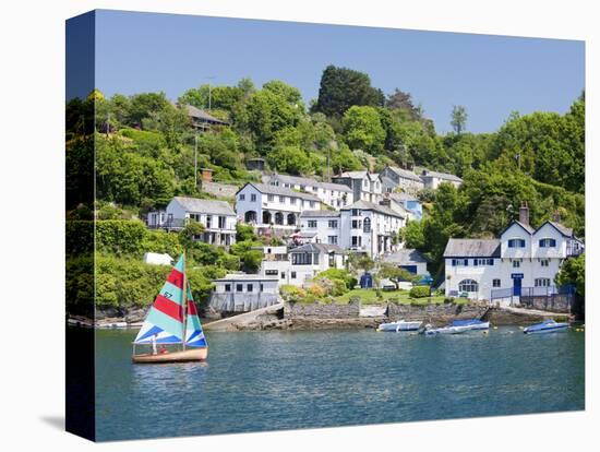 A Dinghy Sails Past the Village of Boddinick Near Fowey, Cornwall, England, United Kingdom, Europe-David Clapp-Premier Image Canvas