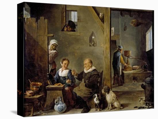 A Distillery with an Elderly Man Buying Gin from a Woman, C. 1640-49-David the Younger Teniers-Premier Image Canvas