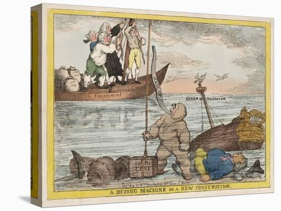 A Diving Machine on a New Constitution, Pub. 1806 (Hand Coloured Engraving)-Thomas Rowlandson-Premier Image Canvas