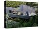 A Dog in a Boat on a Pond-null-Premier Image Canvas