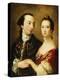 A Double Portrait of a Lady and a Gentleman, English School, 18th Century-null-Premier Image Canvas