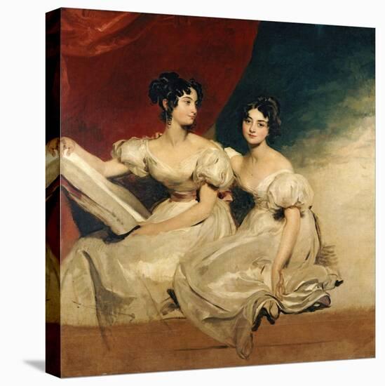 A Double Portrait of the Fullerton Sisters, Seated Full Length, in White Dresses, C.1825-Thomas Lawrence-Premier Image Canvas