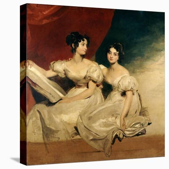 A Double Portrait of the Fullerton Sisters, Seated Full-Length, in White Dresses-Thomas Lawrence-Premier Image Canvas