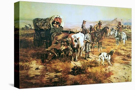 A Doubtful Visitor-Charles Marion Russell-Stretched Canvas