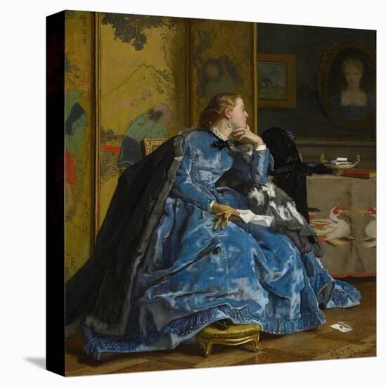 A Duchess (The Blue Dress), C.1866 (Oil on Panel)-Alfred Emile Stevens-Premier Image Canvas