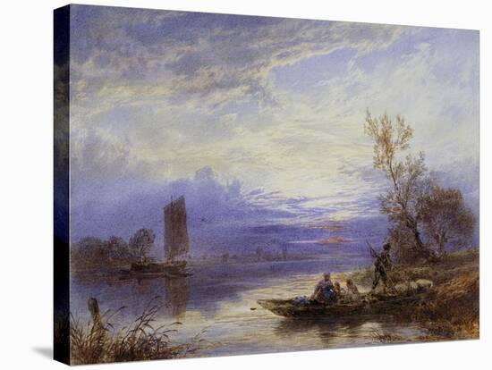 A Ferry at Sunset-Myles Birket Foster-Premier Image Canvas
