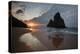 A Fisherman at Cacimba Do Padre with the Two Brothers Rock Formation at Sunset-Alex Saberi-Premier Image Canvas