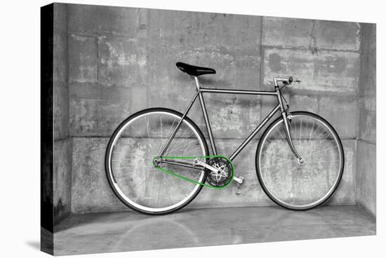 A Fixed-Gear Bicycle (Also Called Fixie) In Black And White With A Green Chain-Dutourdumonde-Stretched Canvas