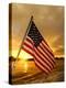 A Flag Waves Over Pearl Harbor as Dawn Breaks-null-Premier Image Canvas
