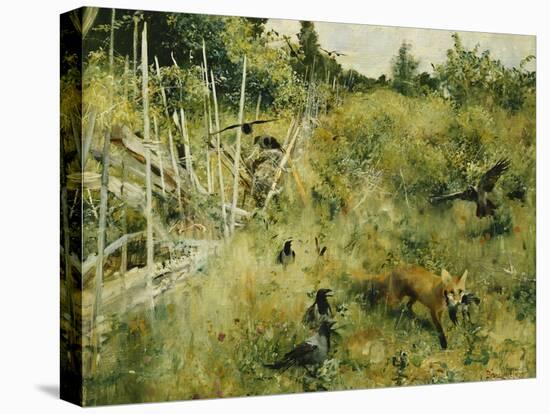 A Fox Taking a Crow; Rav Och Krakor, 1884-Bruno Andreas Liljefors-Premier Image Canvas