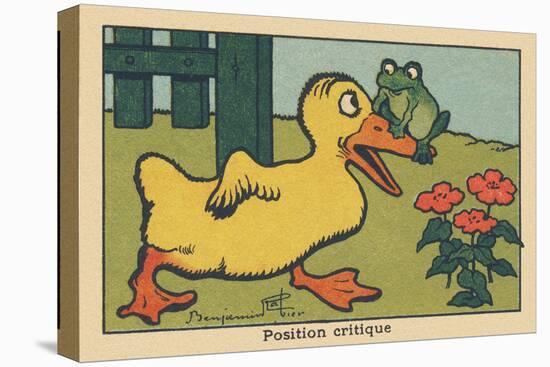 A Frog Balances on a Duck's Beak.” Critical Position” ,1936 (Illustration)-Benjamin Rabier-Premier Image Canvas