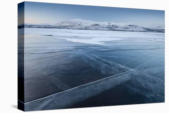 A Frozen Lake, So Clear its Possible to See Through the Ice, Near Absiko, Sweden-David Clapp-Premier Image Canvas