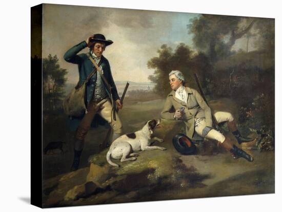 A Gentleman Reclining with a Gun and Dog and his Gamekeeper Standing Nearby-Henry Walton-Premier Image Canvas