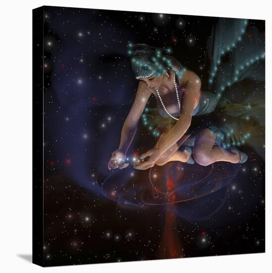 A Ghostly Female Spirit Spreads Stars and Planets Throughout the Universe-Stocktrek Images-Stretched Canvas