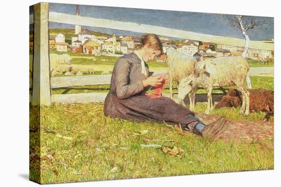 A Girl Knitting, 1888-Giovanni Segantini-Premier Image Canvas