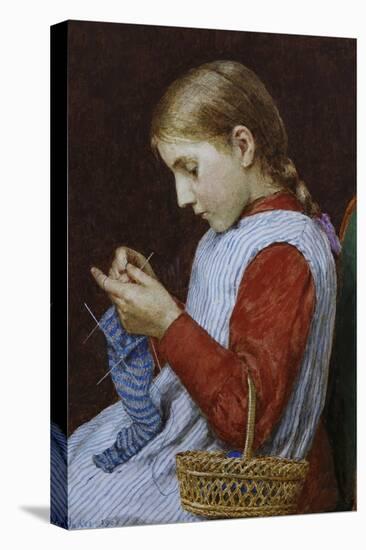 A Girl Knitting-Albert Anker-Premier Image Canvas