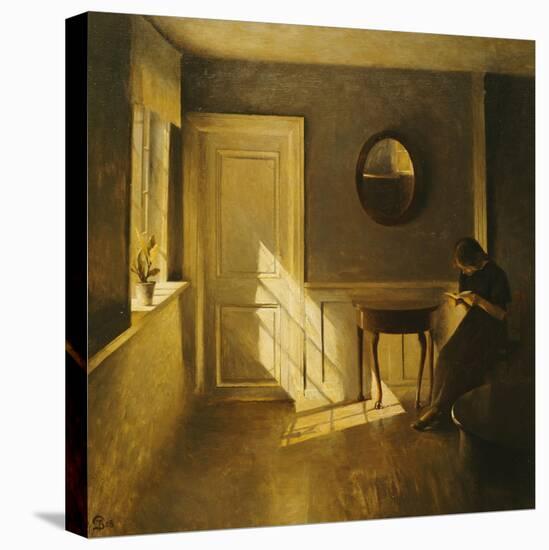 A Girl Reading in an Interior-Peter Ilsted-Premier Image Canvas