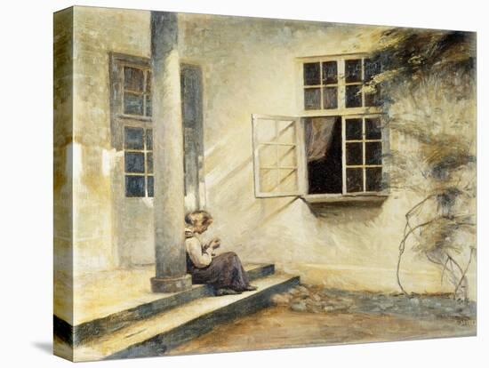 A Girl Sitting on a Porch, Liselund-Peter Ilsted-Premier Image Canvas