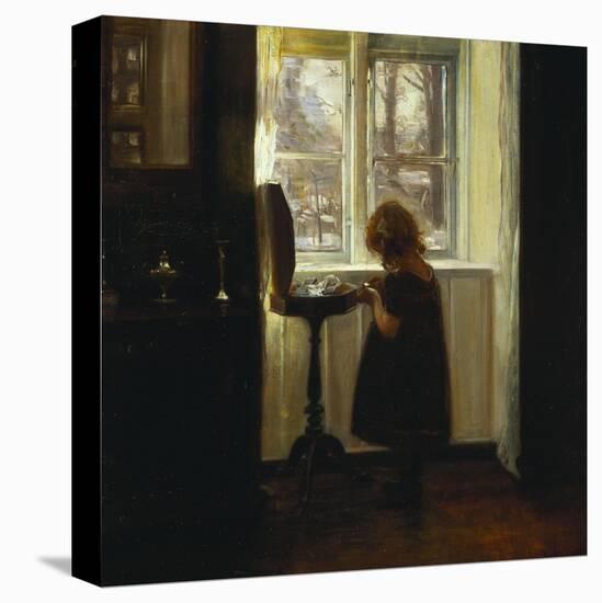 A Girl Standing by a Sewing Table-Carl Holsoe-Premier Image Canvas
