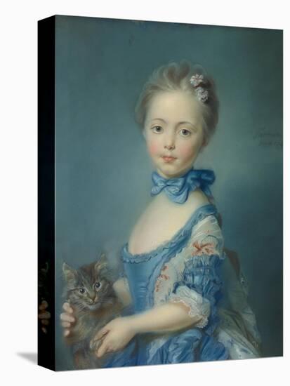 A Girl with a Kitten, 1745-Jean-Baptiste Perronneau-Premier Image Canvas