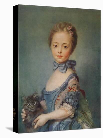 A Girl with Kitten, C1743-Jean-Baptiste Perronneau-Premier Image Canvas