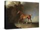 A Golden Chestnut Racehorse by a Rock Formation, 1800-Benjamin Marshall-Premier Image Canvas