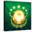 A Golden Soccer Ball with Laurel Wreath Against Shining Stars and Green-Olena Bogadereva-Stretched Canvas