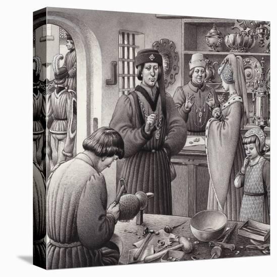 A Goldsmith's Shop in 15th Century Italy-Pat Nicolle-Premier Image Canvas
