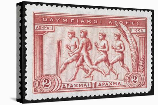 A Group Of Athletes Running, Greece 1906 Olympic Games, 2 Drachma, Unused Stamp Design-null-Premier Image Canvas