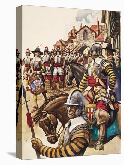 A Group of Pikemen of the New Model Army March into Battle Led by a Drummer-Peter Jackson-Premier Image Canvas