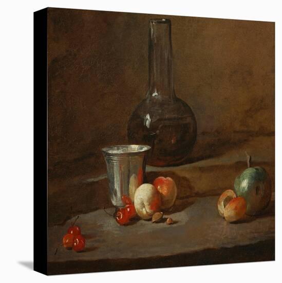 A Half-Full Decanter, a Silver Goblet, Five Cherries, an Apricot and a Green Apple-Jean-Baptiste Simeon Chardin-Premier Image Canvas