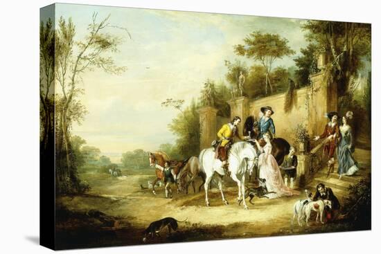 A Hawking Party Setting Out from the Steps of a Country House, 1828-Francis Calcraft Turner-Premier Image Canvas