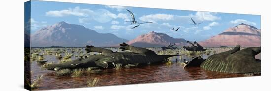 A Herd of Dead Centrosaurus Dinosaurs Killed by a Flash Flood-null-Stretched Canvas