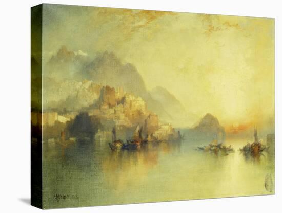 A Hillside Village at Sunset, 1918-Thomas Moran-Premier Image Canvas