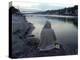A Hindu Pilgrim Meditates Along the Bank of the Ganges River-null-Premier Image Canvas